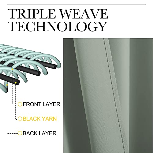 Greyish Green Blackout Curtains for Boys' Room