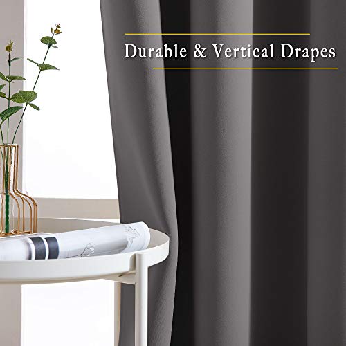 Grey Blackout Curtains - Room Darkening Drapes (2 Panels)