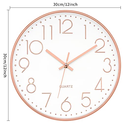 Rose Gold Silent Quartz Wall Clock for Home Decor