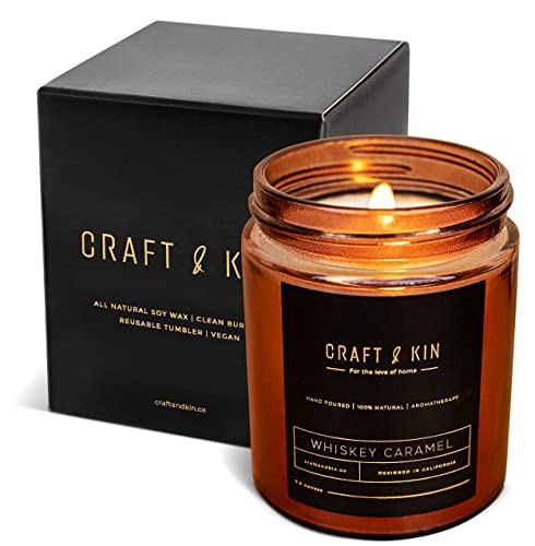 Whiskey Caramel Scented Candle for Rustic Decor