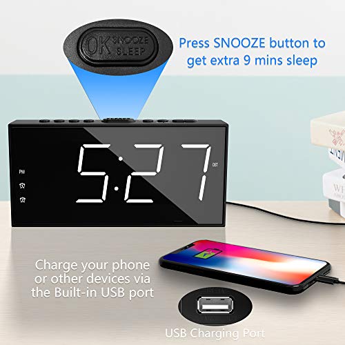 Loud LED Alarm Clock with USB Charging Port