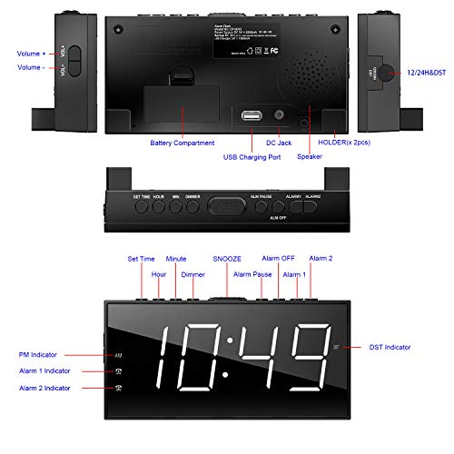 Loud LED Alarm Clock with USB Charging Port