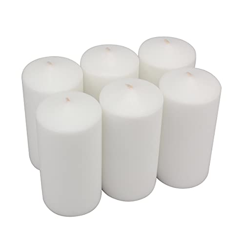 Set of 6 Tall Unscented White Pillar Candles