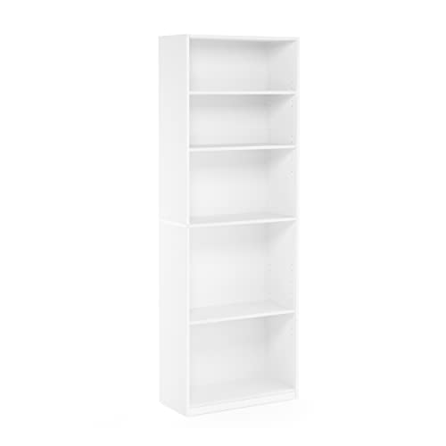 Modern White 5-Tier Bookcase for Bedroom Decor
