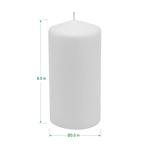 Set of 6 Tall Unscented White Pillar Candles