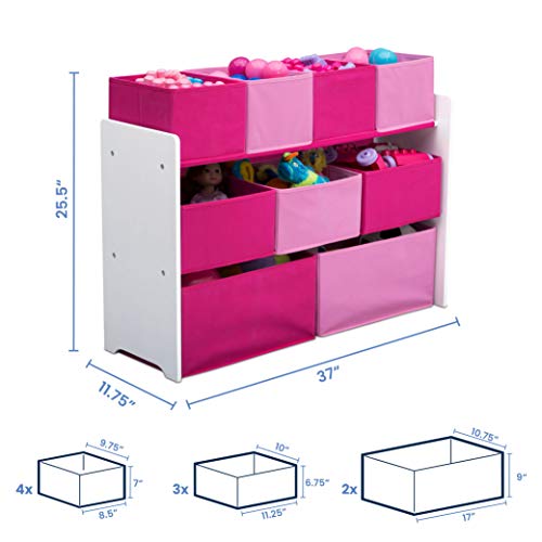 Delta Children Deluxe Multi-Bin Toy Organizer - White/Pink