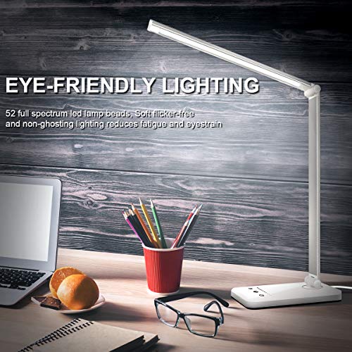 Dimmable White Crown LED Desk Lamp with USB Port