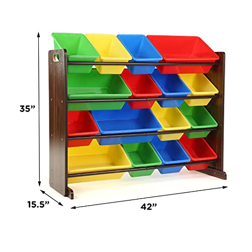 Walnut Toy Storage Organizer for Toddlers