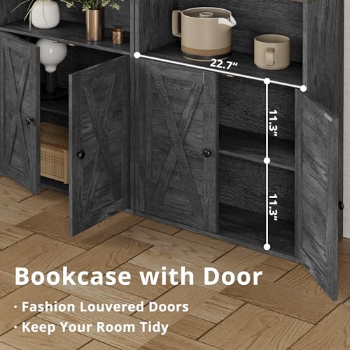 Industrial Floor Standing Bookshelf with Doors