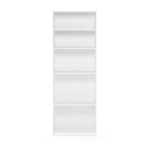 Modern White 5-Tier Bookcase for Bedroom Decor