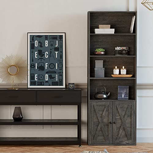 Industrial Floor Standing Bookshelf with Doors