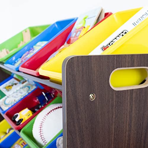 Walnut Toy Storage Organizer for Toddlers