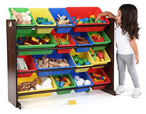 Walnut Toy Storage Organizer for Toddlers