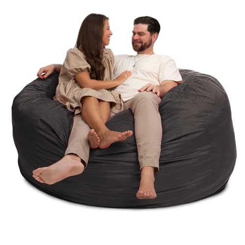 Oversized 6ft Grey Suede Bean Bag Chair