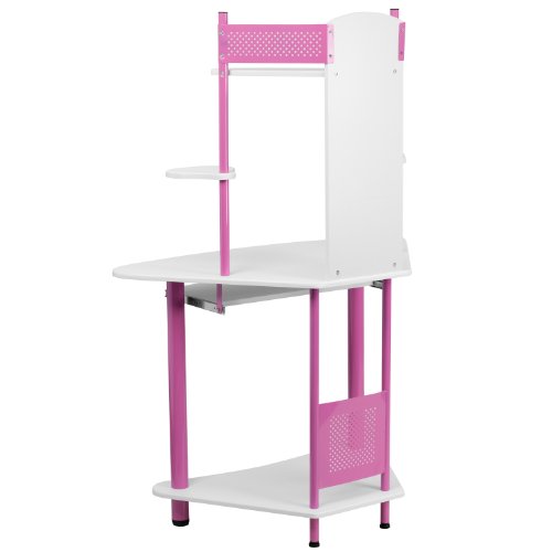 Pink Corner Computer Desk with Hutch by Flash Furniture