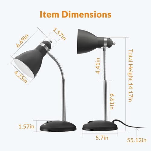Matte Black Flexible Goose Neck Desk Lamp