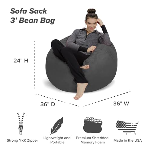 Charcoal Memory Foam Bean Bag Chair - 3