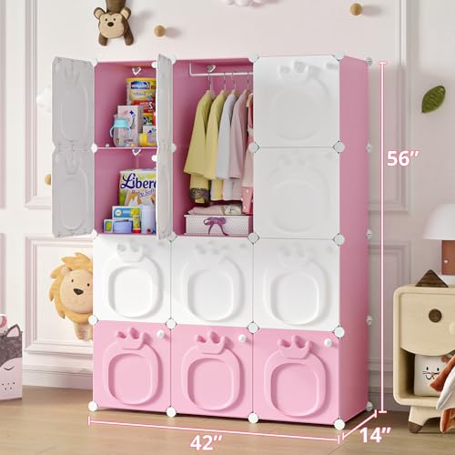 Maginels Pink Kids Wardrobe Closet Organizer