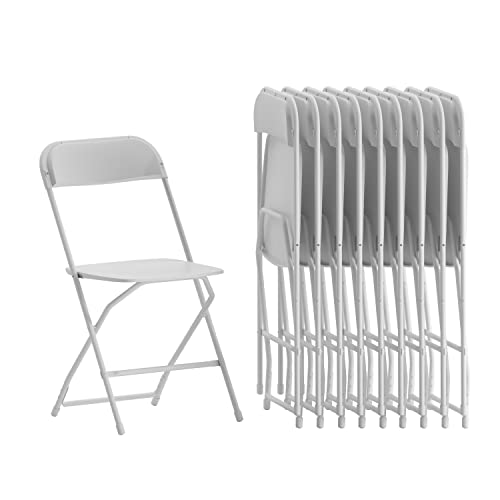 White Folding Chairs - 10 Pack, 650LB Capacity