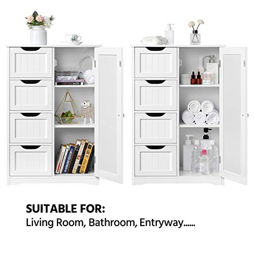 Elegant White Wooden Floor Cabinet with Drawers