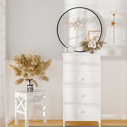 Modern White 4-Drawer Kids Dresser Chest