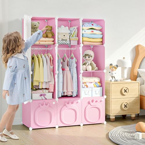Maginels Pink Kids Wardrobe Closet Organizer