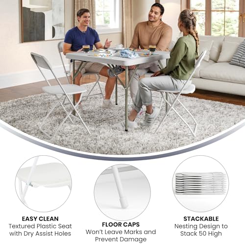 White Folding Chairs - 10 Pack, 650LB Capacity