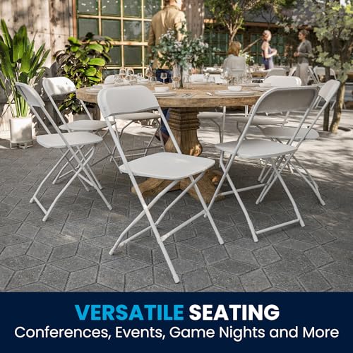 White Folding Chairs - 10 Pack, 650LB Capacity