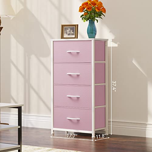 Pink Fabric Storage Drawer Set with 4 Bins