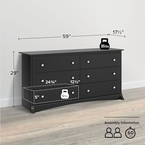 Black Sonoma Double Dresser with 6 Drawers