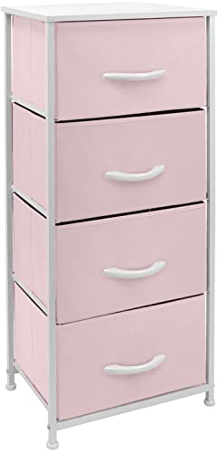 Pink Dresser Storage Tower with Fabric Bins
