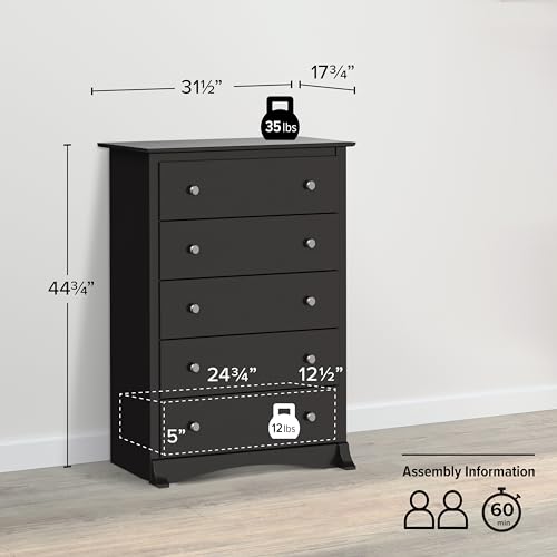 Sonoma 5-Drawer Chest in Black Finish