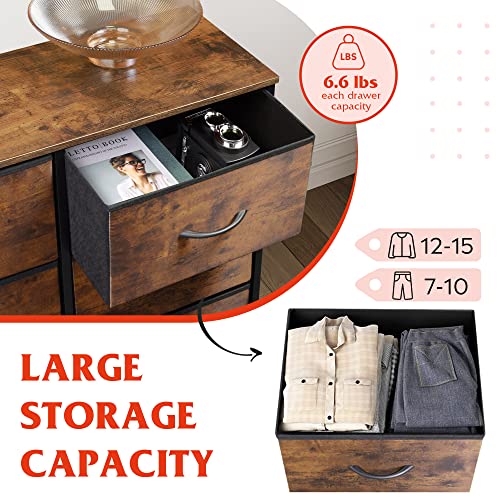 Rustic Brown Tall Dresser with 10 Drawers