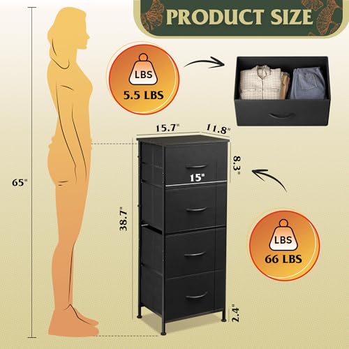 Charcoal Black 4-Drawer Fabric Storage Dresser