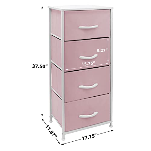 Pink Dresser Storage Tower with Fabric Bins