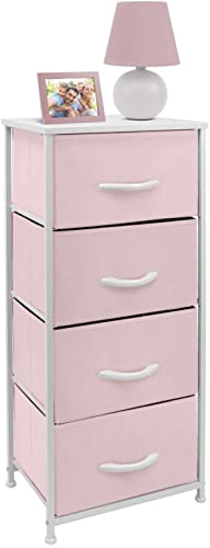 Pink Dresser Storage Tower with Fabric Bins