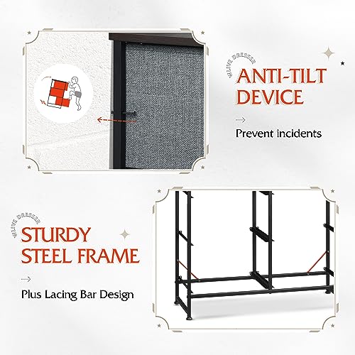 6-Drawer Fabric Dresser in Dark Grey