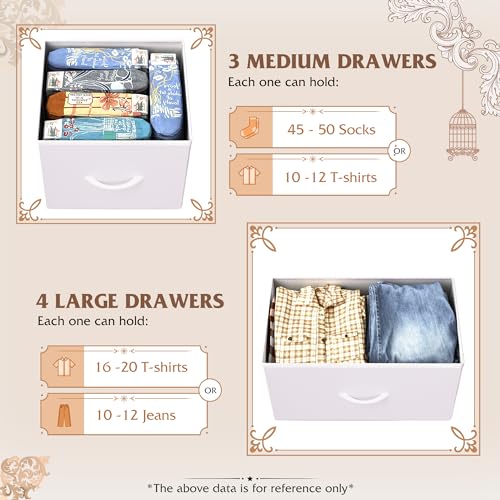 Stylish 7-Drawer Fabric Storage Dresser in White