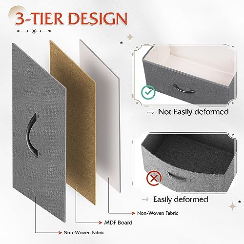 6-Drawer Fabric Dresser in Dark Grey