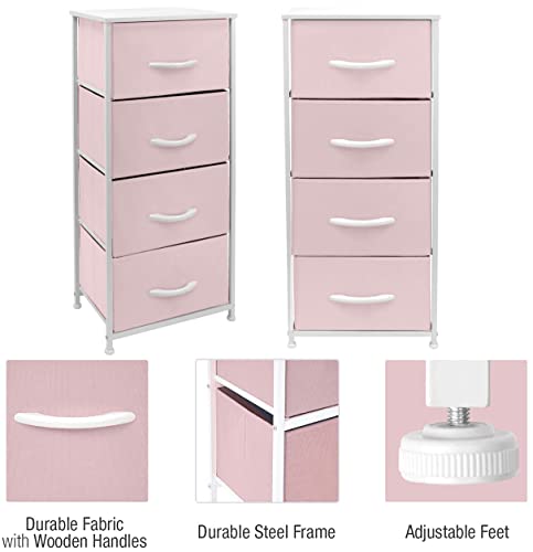 Pink Dresser Storage Tower with Fabric Bins
