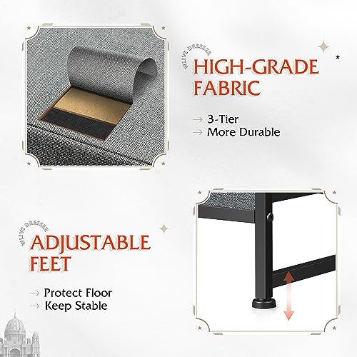 6-Drawer Fabric Dresser in Dark Grey