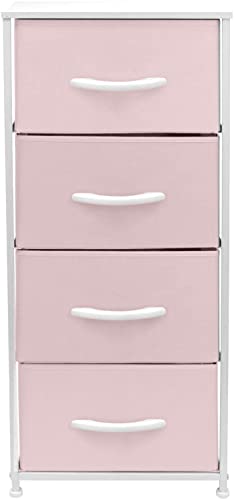 Pink Dresser Storage Tower with Fabric Bins
