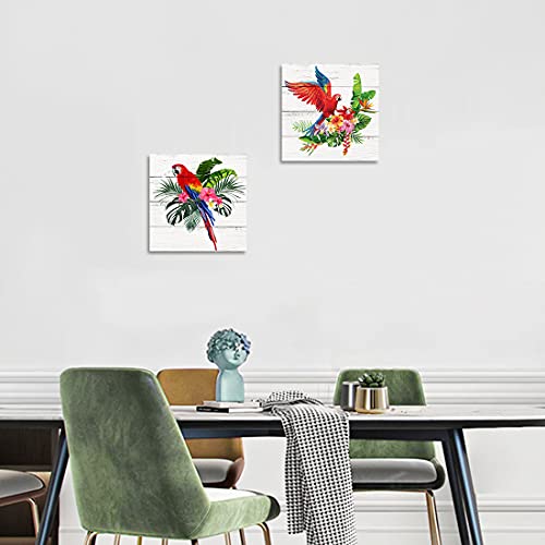 Colorful Parrot Canvas Wall Art Set