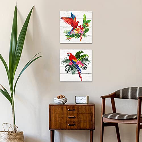 Colorful Parrot Canvas Wall Art Set