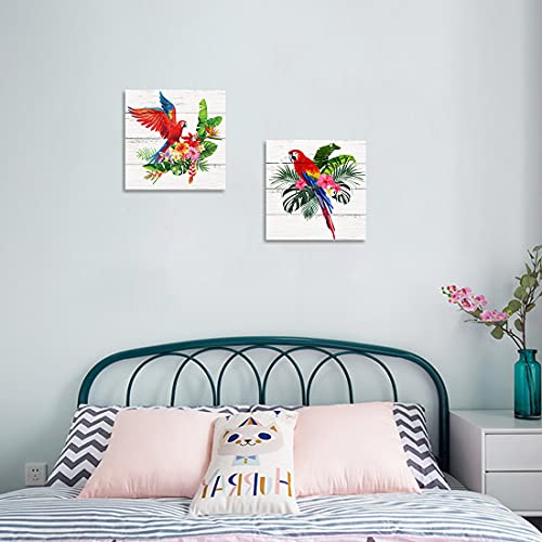 Colorful Parrot Canvas Wall Art Set
