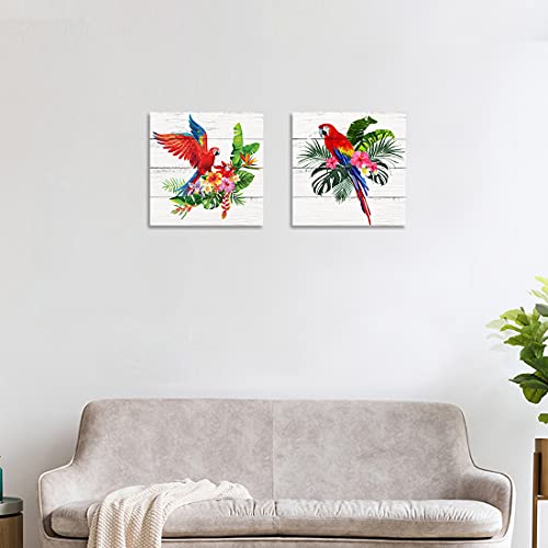 Colorful Parrot Canvas Wall Art Set