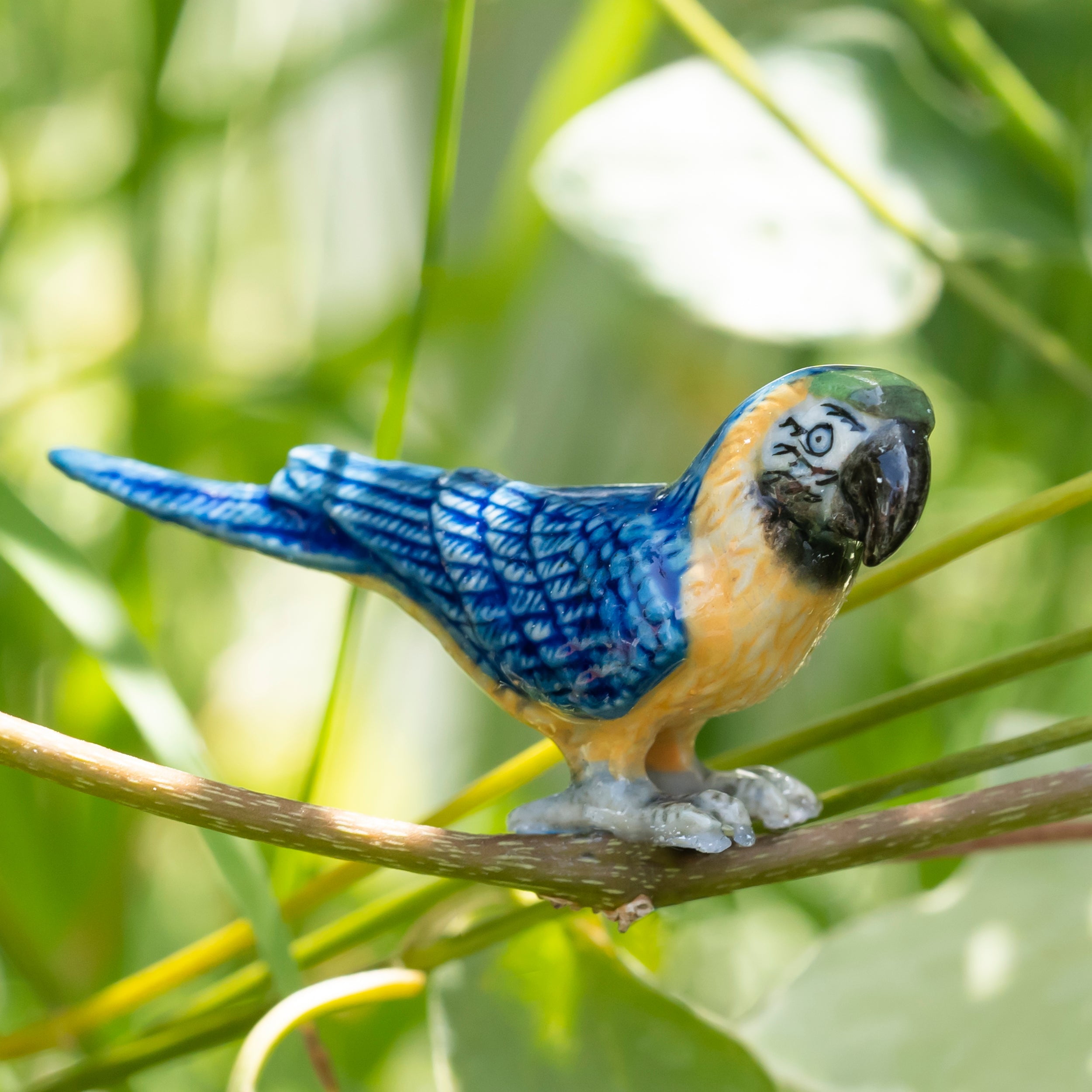 Blue Yellow Macaw Arara Miniature Figurine