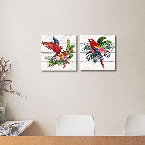 Colorful Parrot Canvas Wall Art Set