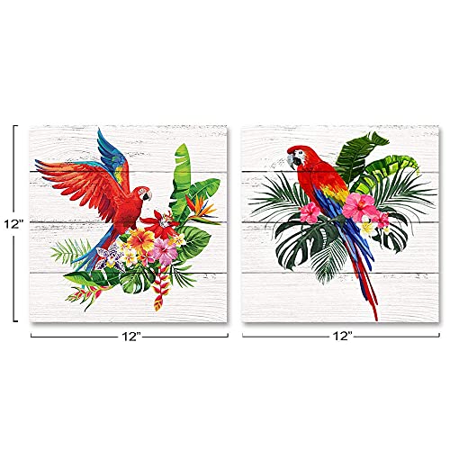 Colorful Parrot Canvas Wall Art Set