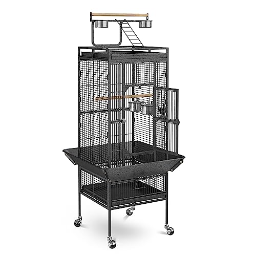 Large 61-inch Rolling Bird Cage - Black